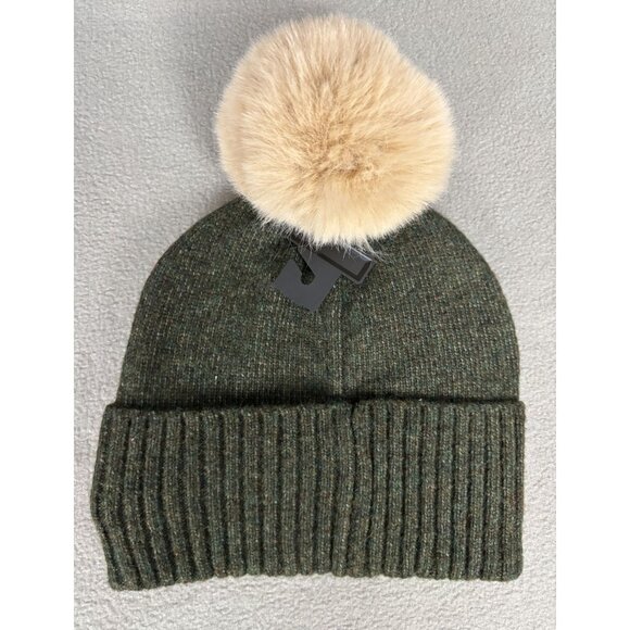 Steve Madden Women's Marled Knit Pom Pom Beanie One Size Green New With Tag's - Picture 4 of 6